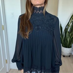 Ted Baker Elegant Navy Lace Blouse